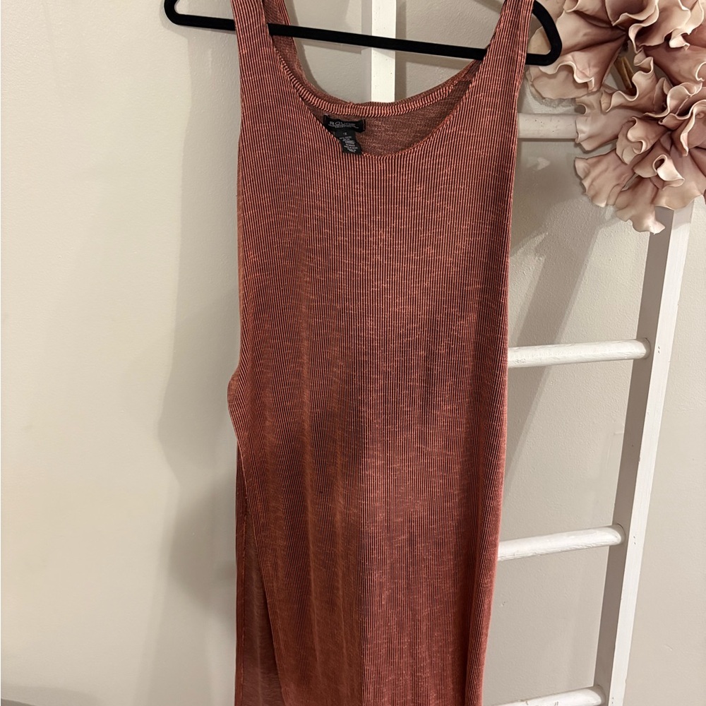 Rouge Helium Ribbed Rust Tank Dress